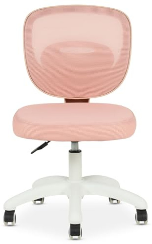 Schreibtischstuhl MAYLA mit Rollen, Rosa - Bürostuhl für Kinder, ergonomisch & höhenverstellbar mit Gaslift, atmungsaktiver Mesh-Rücken, ohne Armlehnen für mehr Bewegungsfreiheit im Kinderzimmer