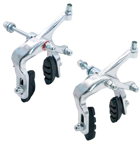 Uryxery Freni Bici, Set di 2 Freni a Pinzette Sostituzione Anteriore Posteriore con Pastiglie, Bullone 80mm per Bici Strada Fixie MTB, Alluminio Facile da Installare