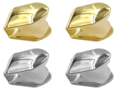 DOKRIN 4-teiliges Zahnpflegeset, Hip-Hop-Zahnspangen, vergoldete Hip-Hop-Zahnspangen, Zahnschmuck, vergoldetes Hip-Hop-Zahnpflegeset, Schmuck, Geschenk (Gold, Silber)