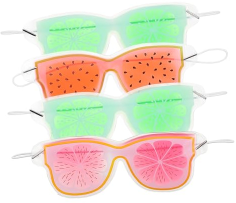 NOLITOY Masques Yeux en Gel Réutilisables 4 Pièces Taille Moyenne Pvc Transparent Multicolore pour Garçon et Filles Thérapie Froide Détente Sommeil Anniversaire Couleur Aléatoire