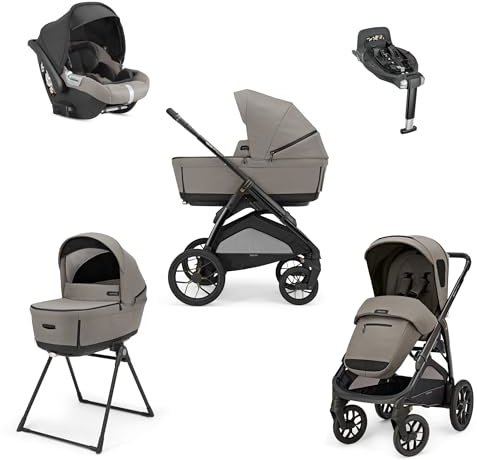 Inglesina Aptica XT Quattro Travel System with Carrycot, Car Seat, Baby Stroller, and Baby Pram - Lightweight, Foldable, Comfortable with Adjustable Backrest, 5 Ventilation Windows (Tundra Beige)