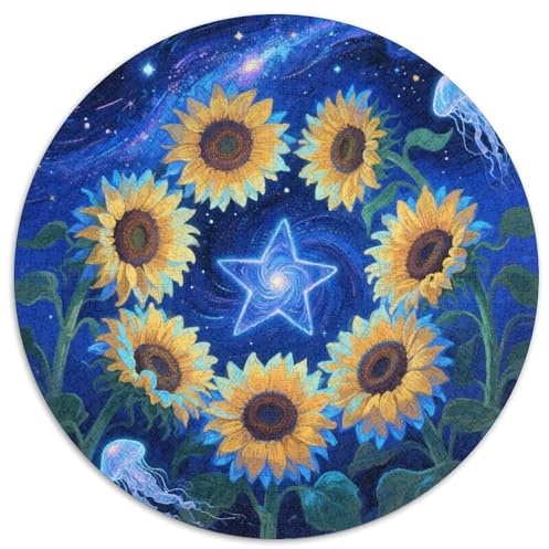 Sonnenblumen Puzzle 1000 Teile Rund Fur Erwachsene Und Kinder Blumen Legespiel Geschicklichkeitsspiel Geschenk Fordernd Kleinkinder 1000pcs (67.5x67.5cm)