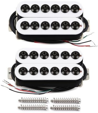FLEOR Invader Style Humbucker Tonabnehmer für Gitarren, hohe Ausgangsleistung, Keramik, Hals- und Steg-Tonabnehmer-Set, Weiß