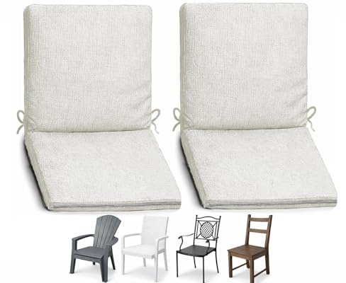 HAND Cuscino con Schienale per Sedia - Cuscini Sedie Interno ed Esterno, Morbida Imbottitura, Per Giardino o Casa - Made in Italy (2, Beige, 90x41 cm)