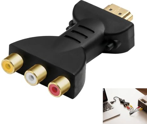 Adaptateur HDMI Mâle vers 3 RCA Femelle, Convertisseur HDMI AV Rouge Blanc Jaune Composite Audio Vidéo, Full HD 1080P 720P Connecteurs Rouge Blanc Jaune Compatible TV DVD Projecteur Boîtier Multimédia