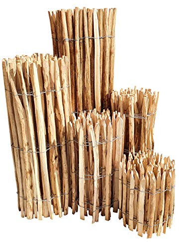 Staketenzaun Haselnuss - 150 x 500 cm (Lattenabstand 7-9 cm) - Roll-Zaun mit gut gespaltenen Staketen - Natur Haselnusszaun als Gartenzaun oder Teichumrandung