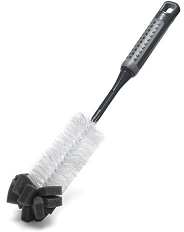 Addis ComfiGrip Long Handled Bottle Brush with Sponge Scrub, Metallic Graphite, 8 x 8 x 35 cm, 517702
