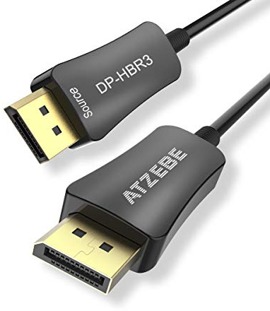 ATZEBE DisplayPort-kabel -10 m, fiberoptisk displayport-kabel 1.4 stöder 8K@60Hz, 4K@144Hz, HDR, 3D, hög hastighet 32,4 Gbps, HBR3, HDCP 2.2