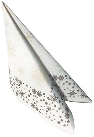 CHIC 50 Weihnachts-Servietten Airlaid 40x40cm weiß mit Schneeflocken-Motiv