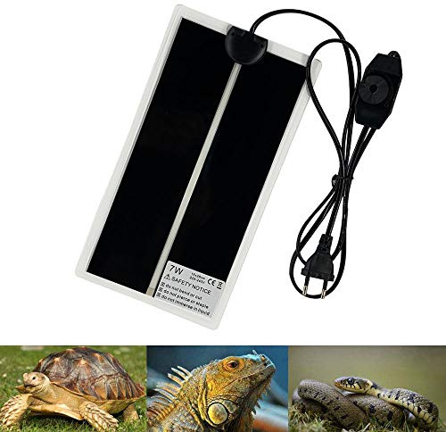 Reptil värmematta, PeSandy 28 x 15 cm, justerbar terrarium värmematta med temperaturkontroll för reptiler - sköldpadda, ormar, ödlor, geckos, spindlar - akvarium säkerhetsmatta