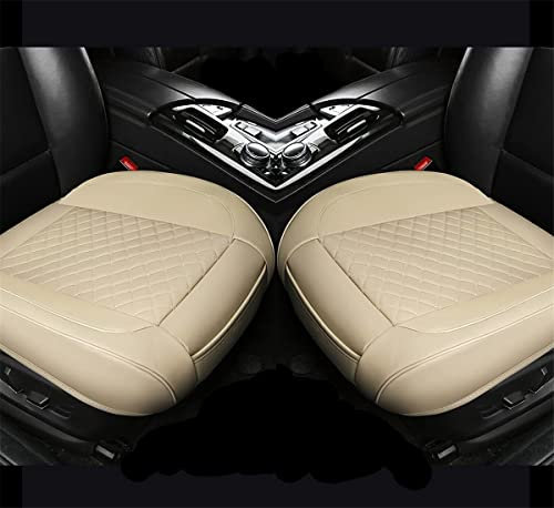 SanQing 2PCS Luxus PU Leder Autositzbezüge Schonbezüge für Vordersitzunterseite, Kompatibel mit 90% Fahrzeugen (Sedan SUV Truck Mini Van) (BEIGE)