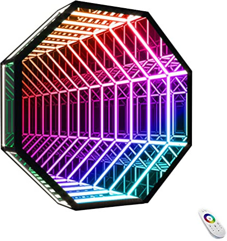 RGB LED Wandleuchte Innen Dimmbar Achteck 3D Wandlampe mit Fernbedienung/App-Steuerung, Sync mit Musik, 10W Atmosphärenlampe Dekor Wandbeleuchtung für Wohnzimmer Schlafzimmer Treppenhaus