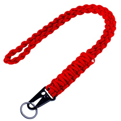 MAGITATI Portachiavi con cordino da collo in paracord 550 intrecciato resistente per uomini e donne, Rosso, M