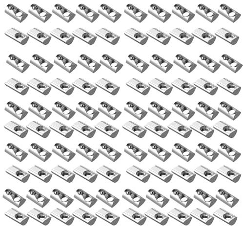 100x EYPINS Nutensteine M8 Nut 8 mit Steg, Federkugel, 30x30 Hammermutter Stahl Verzinkt Nutmuttern T-Nut M8 Gewinde für 3D Drucker, CNC Aluminiumprofil 30x30S1, 30x40, 30x30, 30x60 Profilen