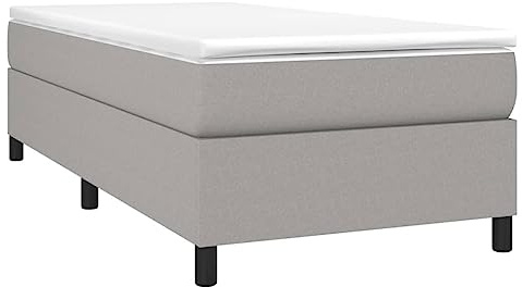 vidaXL Boxspringbettgestell, Polsterbett Bett für Schlafzimmer, Bettrahmen mit Lattenrost, Schlafzimmerbett Einzelbett, Hellgrau 80x200cm Stoff