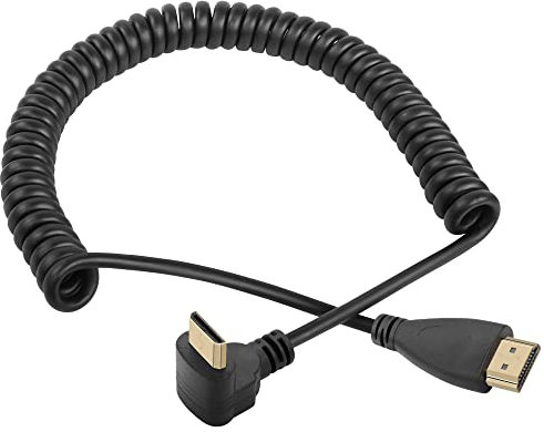 PNGKNYOCN Mini-HDMI-auf-HDMI-Spira-Kabel, 90 Grad nach oben, Mini-HDMI-Stecker auf HDMI-Stecker, Adapter, Spiralkabel, unterstützt 3D 1080P (nach oben gebogen)