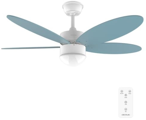 Cecotec Ventilador de Techo con Luz EnergySilence Aero 4260 Sky. 40 W, Motor DC, Diámetro 42” con 5 Aspas Reversibles, Luz LED, Mando a distancia, Temporizador, 6 Velocidades