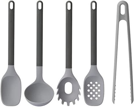 BergHOFF LEO 5Pc Cooking Utensil Set, Heat-resistant Silicone, Soft-touch Safe Grip Handle