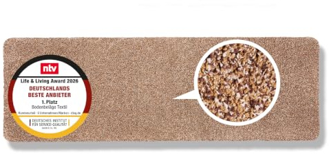 Rutschfeste Schmutzfangmatte innen waschbar - Beige 80x200 cm (Rechteckig) | Saugfähige Sauberlaufmatte Innenbereich Entra SAUGSTARK pflegeleicht Sauberlaufmatte 100% Baumwolle Türmatte robust Fußmatte