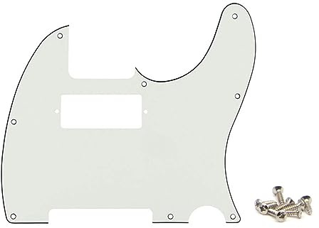SHENGSUI Elfenbeinfarbenes 3-lagiges 8-Loch-Tele-Mini-Humbucker-Schlagbrett mit Schrauben, passend für USA/mexikanische Fender Telecaster Humbucker Schlagbrett Ersatz