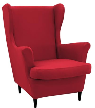 Meigeh Sesselhusse Ohrensessel Sesselschoner Sesselüberzug Stretch Sessel Bezug für Einen Ohrensessel Sesselbezüge 2-teilig Rot