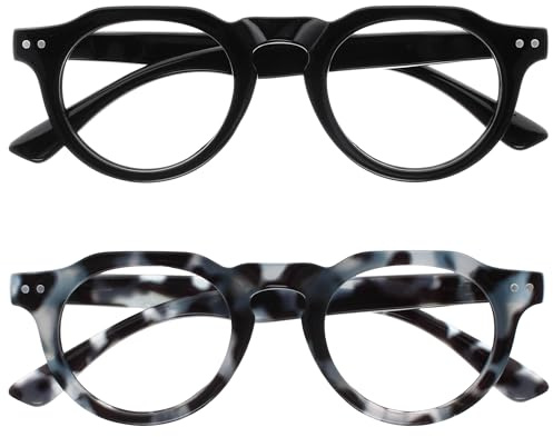 OPULIZE RIO Lesebrille mit Blaulichtfilter - 2er Pack - Rahmen Oben Flach - Schwarz, Blue Tortoiseshell - Damen & Herren - Federscharniere - BB53-13 - +1.50