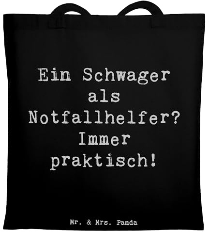 Mr. & Mrs. Panda Canvas Tasche Spruch Schwager Notfallhelfer - Geschenk, Verwandtschaft, Tote Bag, Shopping, Geschenke, Hilfe in Not, Weihnachten, Büchertasche, praktisch, Rolle, Baumwollbeutel