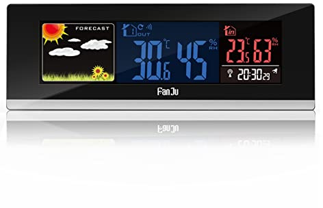 Stazione meteorologica con pluviometro Monitor di umidità digitale display a colori wireless, stazione meteorologica for interni Senza fili per interni ed esterni