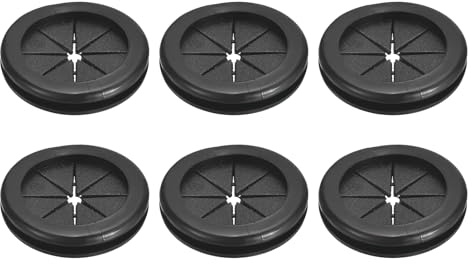 sourcing map 6Pcs Rubber Grommets 1-1/14(32mm) ID 1-1/2(38mm) Drill Hole Double Sided Firewall Hole Plugs Round Electrical Wiring Gasket, Black