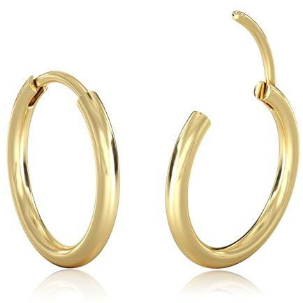 MILACOLATO Pequeños Pendientes de Aro de Oro para Mujer Hombre 10MM