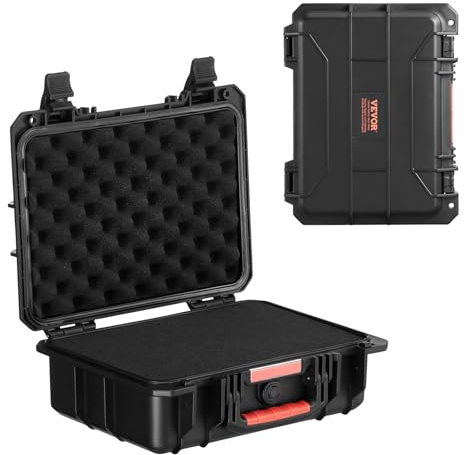 VEVOR Étui Rigide résistant aux intempéries IP67, étui de Protection Robuste avec Mousse prédécoupée et poignées de Traction rétractables, pour Voyage, Chasse, Militaire, Tactique, 380 x 300 x 140 mm