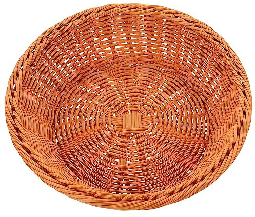 Warmhm Cesto Porta Frutta Pratico per Conservare Snack e Oggetti Vari Intrecciato in Pp Rotondo Marrone Design Imitazione Rattan come Decorazione Casa in Cucina