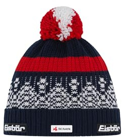 Eisbär Norrak Ski Austria Bommelmütze Strickmütze Beanie Wollmütze Wintermütze Skimütze Herren - Made in the EU mit Schirm, Umschlag Herbst-Winter Herbst Winter
