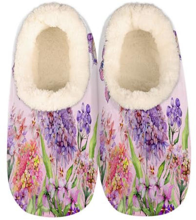 Pantoufles en mousse à mémoire de forme pour homme et femme - Motif fleurs d'hortensia - Confortables et antidérapantes, multicolore, 36 EU