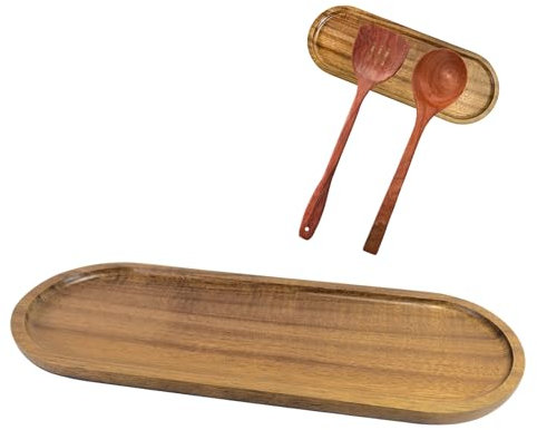 Kochlöffelablage, Natürliches Retro-Holz Löffelhalter Küchen Löffelablagen Kochlöffel Halter für Pfannenwender Löffel Zangen und Mehr Kochutensilien 23 x 10 x 1.5 cm / 9 x 3.9 x 0.6 zoll - dunkel