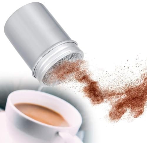 Coctelera Pequeña Plateada para Polvo de Chocolate, Filtro de Malla Fina, para Espolvorear Chile o café, Diseño Liviano y Portátil, Material de Acero Inoxidable 304 (304 malla