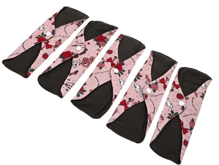MOLUCKFU 5piezas Compresas Menstruales Reutilizables De Carbonizado Almohadillas Lavables Para Cuidados Postparto y Menstruación Ecológicas y Transpirables