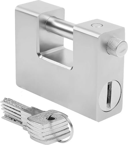 AntDau71 - Lucchetto Corazzato Antiscasso da 1 Kg con 4 Chiavi - Acciaio Massiccio Temprato - Grillo Spesso 12 mm - Catenaccio Moto, Serranda, Cancello, Sicurezza Garage. Lunghezza 94mm - CW973