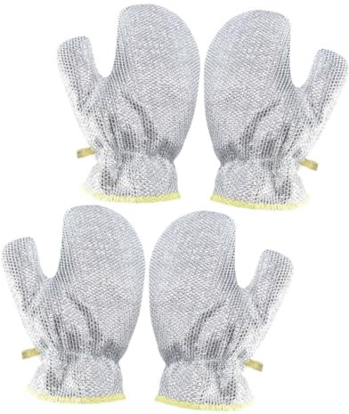 SOPOTUTU 2pairs Wire Dishwashing Gloves for Kitchen Non Scratch Dish Cloths Dish Cleaning Gloves