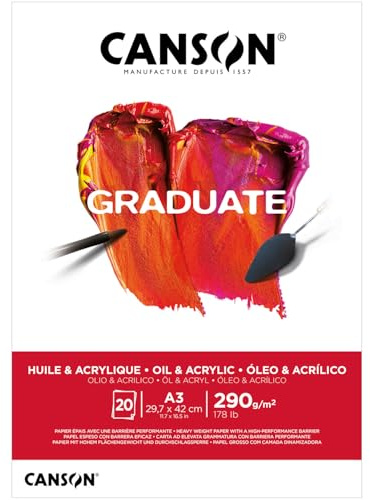 NEU Graduate Öl- und Acrylpapier Block, DIN A3, 20 Blatt, 290 g/m²