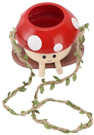 Garden Ornaments Mushroom Flower Pot Swing Face Planter Succulent Plant Pot Ornament for Wall Ceiling Shelf Decoration, Gifts for Women Men Adults Friends