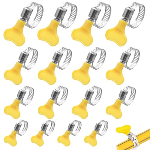 16 Pcs Hose Clips, 4Size Stainless Steel Hose Clamp, Adjustable Pipe Clips, Key-Type Band Hose Clamp Assortment Kit, 10mm-44mm Range Garden Pipe Clamps for Securing Home Gas Flexible Connections