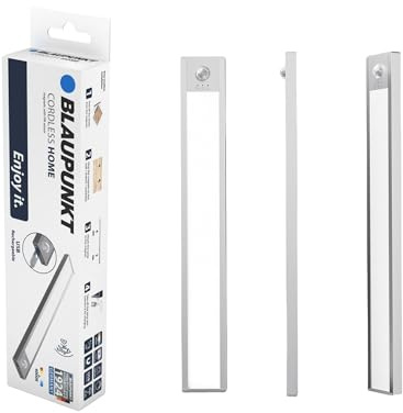 BLAUPUNKT Barre Lumineuse LED Magnétique avec Capteur de Mouvement, Rechargeable USB-C, 100 Lumens 4000K Blanc Neutre 21 cm Dimmable Sans Vis – Éclairage Sous Meuble Veilleuse Chambre Armoire Tiroir