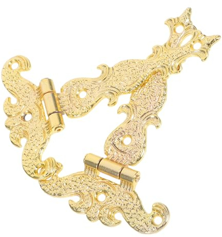 IWOWHERO 2 pièces Charnières Métalliques Vintage à Motif Floral pour Armoires et Coffres Décoratifs Lot de Charnières T Style Ancien pour Boîtes à Bijoux et Meubles Bois
