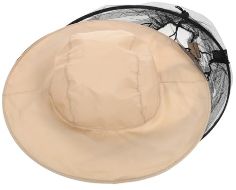 Milisten Chapeau Apiculteur Pliable Avec Large Bord Et Voilette En Maille Pour Apiculture Et Pêche En Plein Air, Protection Solaire Beige, Filet Anti-insectes, Accessoire Multifonction Résistant