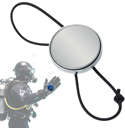 Palaufr Miroir De Plongée À Poignée,Miroir Convexe Portable Réglable avec Sangle | Fournitures pour Plongeur D'Observation Arrière - pour Dérive, Snorkeling, Plongée Spéléo,