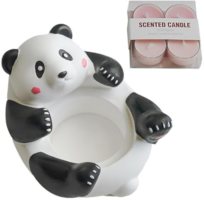 Velas Candelita Perfumadas,Candelabros Votivos - Centro de Mesa con Forma de Vela con Estatua de Panda Linda | Candelabro Decorativo para Velas de té, artesanías de Yeso, decoración