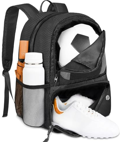 Hperu Sac à Dos de Football 13 x 17 x 8 Pouces, spacieux avec Compartiment pour Chaussures de Ballon, Respirant, Multi-Usage pour Transporter du Football, du Basket-Ball, – Sacs à Dos pour FI