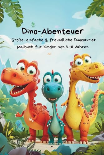 Dino-Abenteuer – Malbuch für Kinder ab 4 Jahren: Große, einfache & freundliche Dinosaurier zum Ausmalen – Über 50 Motive für Jungen & Mädchen (4–8 Jahre)