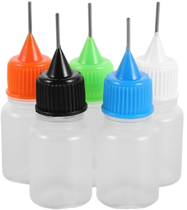 Veemoon 20 Flaconi Applicatori Punta ad Ago da 5 Ml, Bottiglie di Plastica Trasparenti e Schiacciabili, Flaconi Erogatori di Precisione per Colla, Pittura Acrilica e Fai da Te,